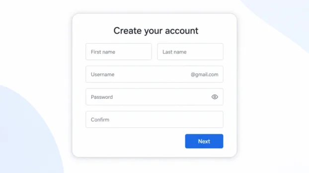 Illustration of a Gmail account sign-up form