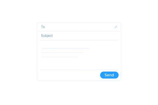 Email compose window showing the To field, Subject field, message area and Send button