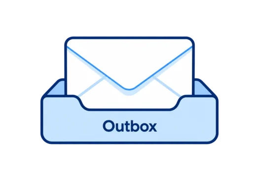 illustration of an email stuck in the Outbox folder