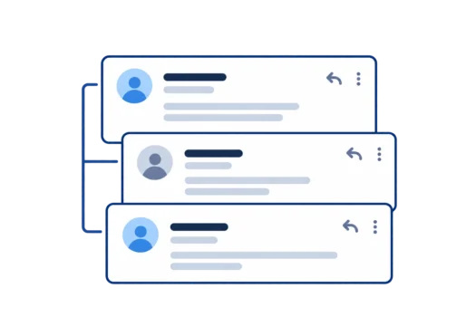 Three email messages grouped together in a conversation thread, showing replies between two people.