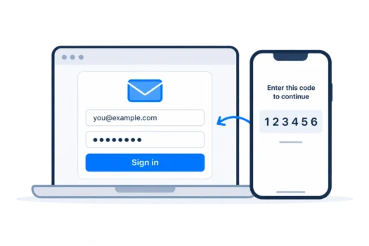 Email sign-in with a verification code on a phone for two-factor authentication
