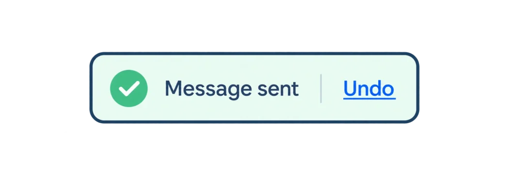 Message sent notification banner with a green tick and an Undo link